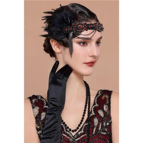 Flapper Headband Roaring 20s Gatsby Headpiece 04 - Picture 1 of 6
